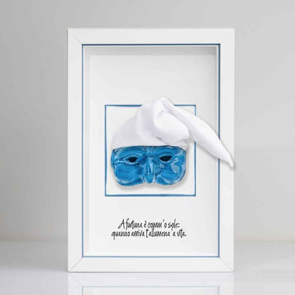 Pulcinella en céramique bleue