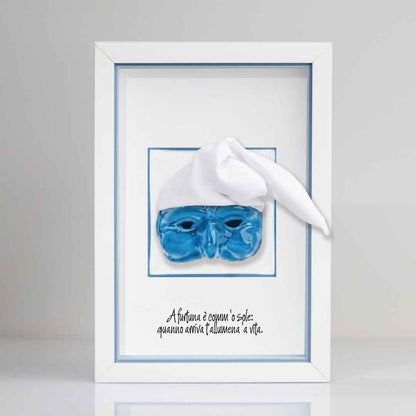 Pulcinella en céramique bleue