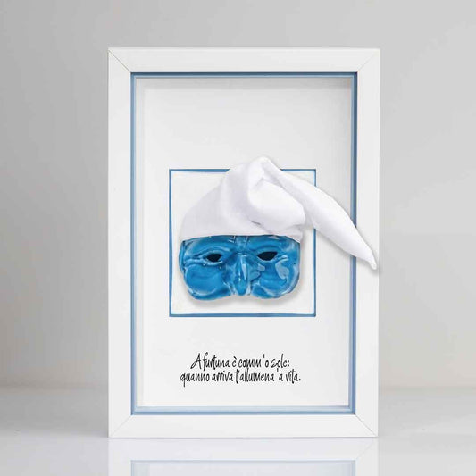 Pulcinella en céramique bleue