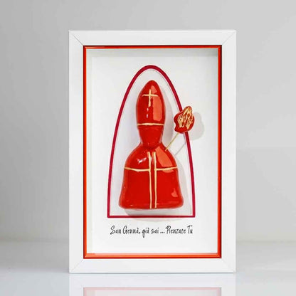 Icon of San Gennaro in red ceramic 22x15