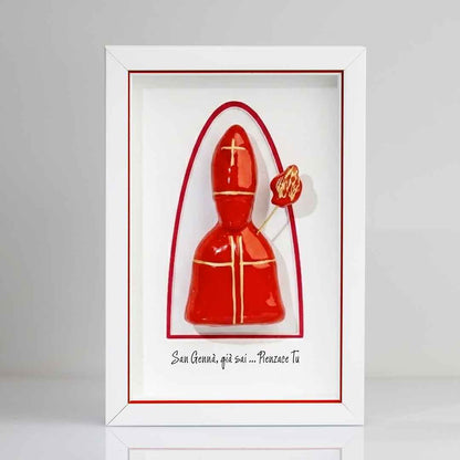 Icon of San Gennaro in red ceramic 22x15