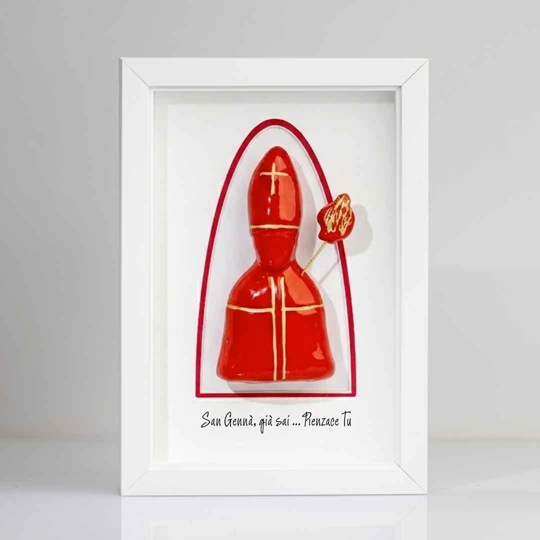 Icon of San Gennaro in red ceramic 22x15