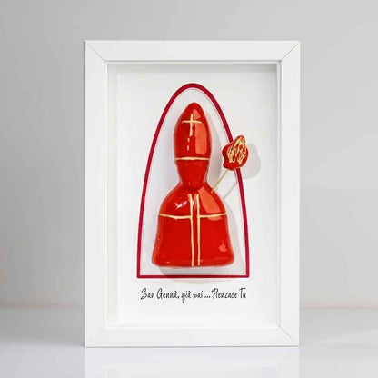 Icon of San Gennaro in red ceramic 22x15