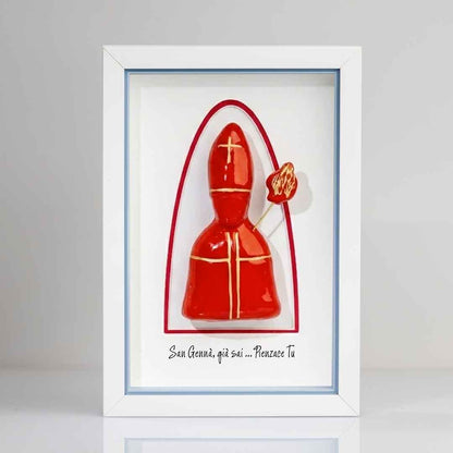 Icon of San Gennaro in red ceramic 22x15