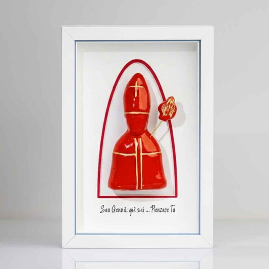 Icon of San Gennaro in red ceramic 22x15