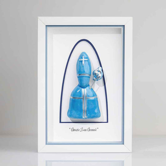 Icône en céramique bleue de Saint Gennaro – 22x15 cm