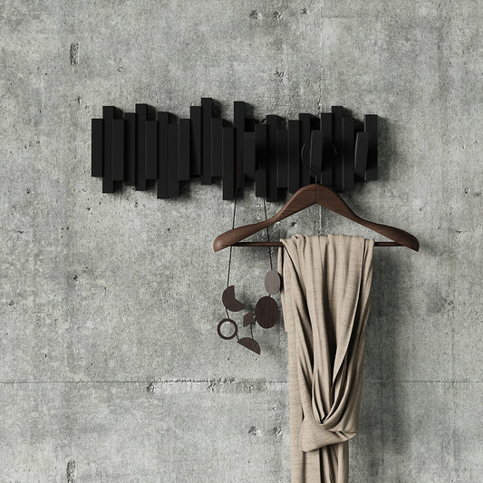 Appendiabiti da Parete a Scomparsa Sticks – Nero 5 Ganci Umbra