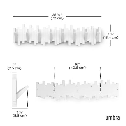 Appendiabiti da Parete a Scomparsa Sticks Bianco – 8 Ganci Umbra