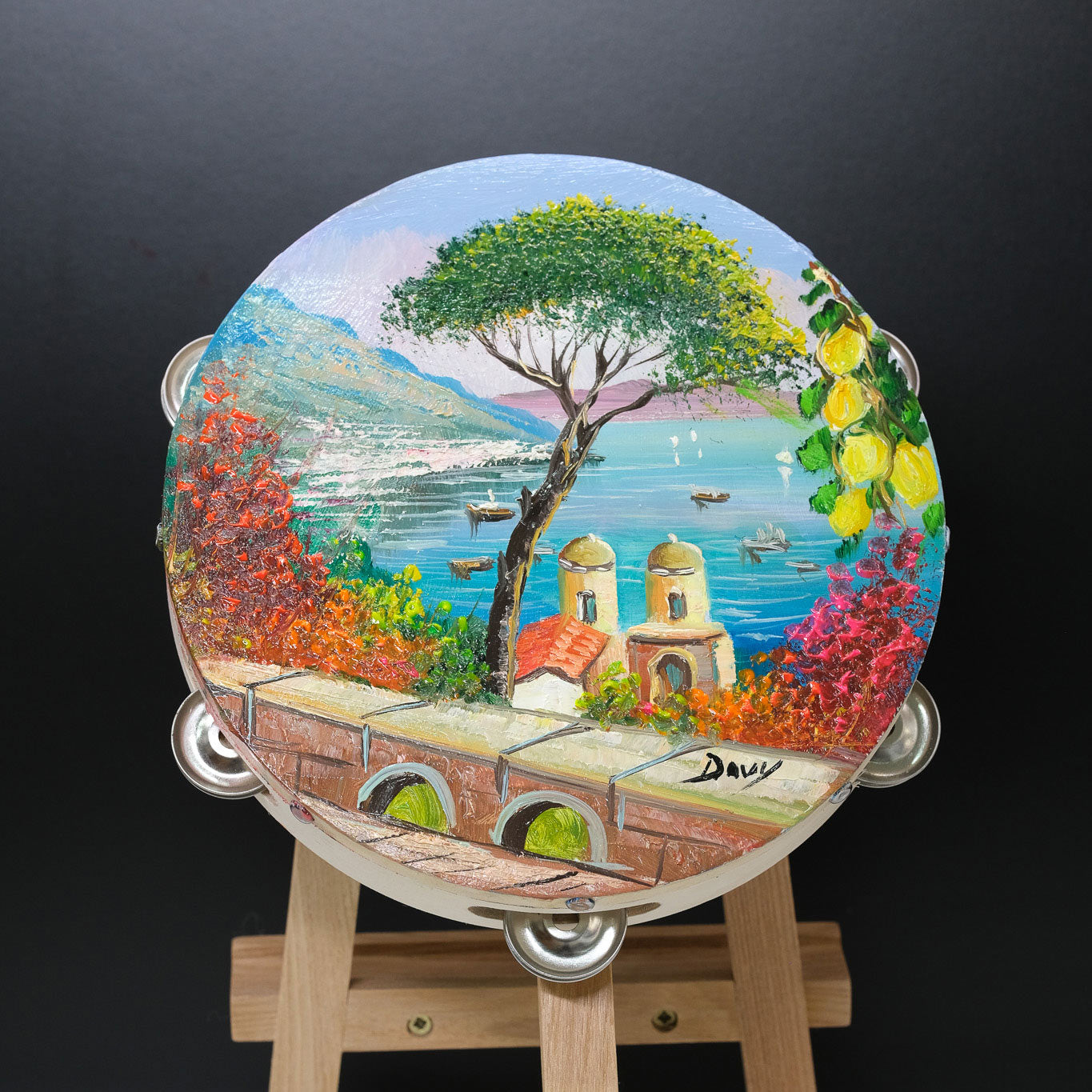 Hand-painted tambourine