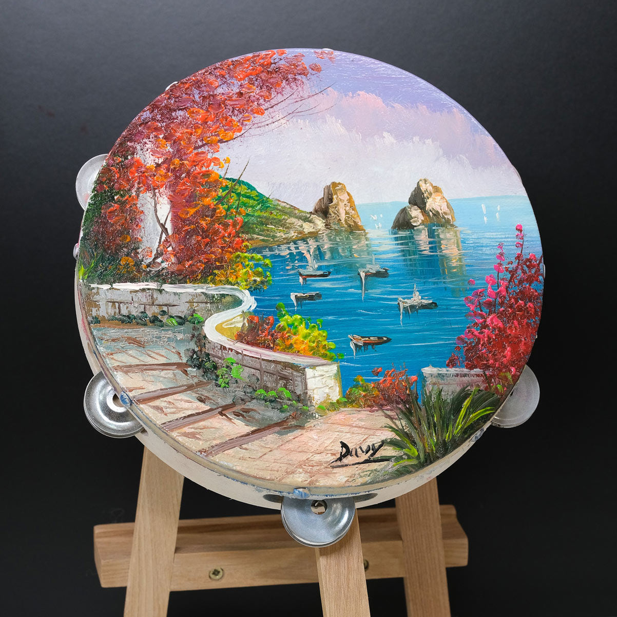 Hand-painted tambourine