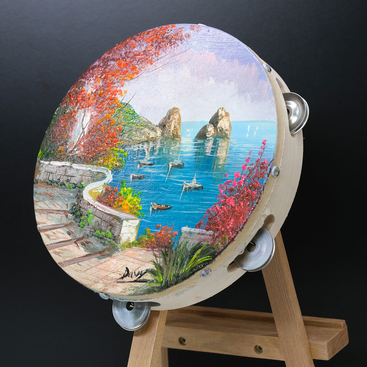 Hand-painted tambourine