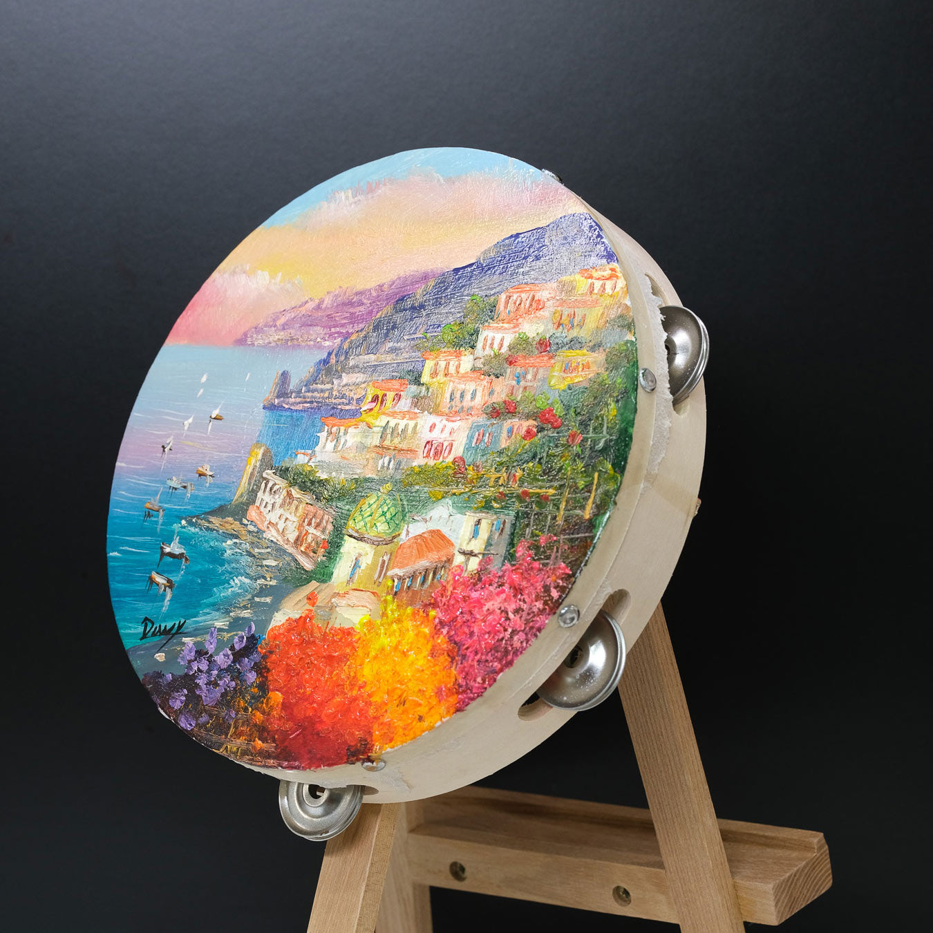 Hand-painted tambourine
