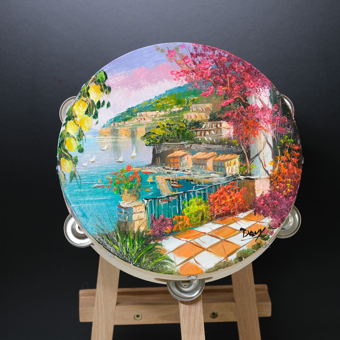 Hand-painted tambourine