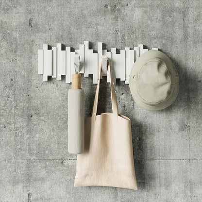 Appendiabiti da Parete a Scomparsa Sticks – Bianco –  5 Ganci Umbra